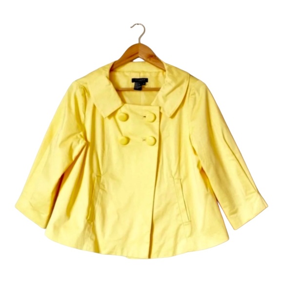Sandro Yellow Short A-line Jacket Designer Double breast 4Big Buttons 3/4 Sleeve - Picture 1 of 11